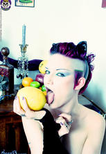 Playful horny goth punk girl with mohawk nude. 