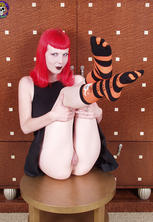 Punk redhead foot fetish spooky socks