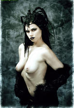 Scary black lipped demon bitch invites you to hell