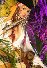 Monkey loves titillating armed pirate girl
