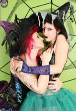 Two witches spanking halloween
