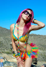 Super lascivious skinny purple hairy party girl naked in
