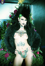 Tattooed naked gothic punk christmas cheer