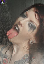 Wet shower time with tattooed redhead penny poison
