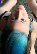 Flexible gothic beauty naked yoga