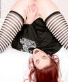 Punk Girls : goth chick putting on makeup black thongs!