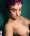 stacked purple haired rave chick in glitter nude