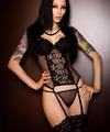 Sophisticated Gothic Beauty in Sexy Stockings and Lace