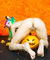 Rainbow Perki Goth Messy Naked Pumpkin Carving